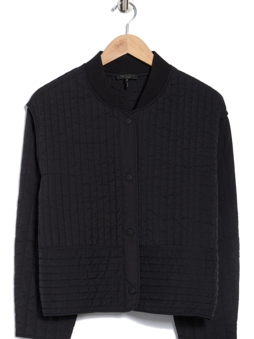 rag & bone Jacket Black Quilted Bomber Oversized Cropped MSRP $548